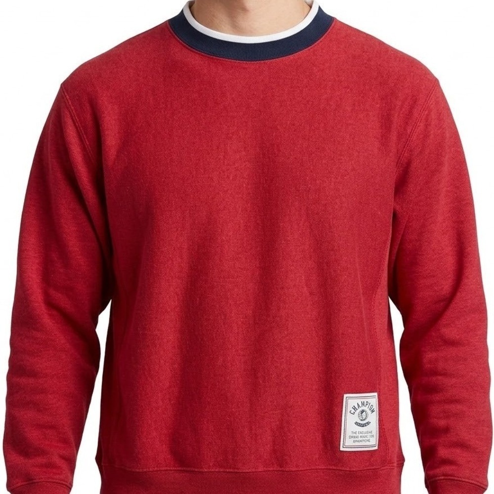 Champion Phys Ed Sweatshirt Mens Small Red Varsity Mock Neck Pullover Sweater S